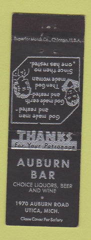 Matchbook Cover - Auburn Bar Utica MI