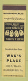 Matchbook Cover - Wag's Place Harrisburg PA