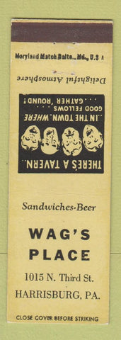 Matchbook Cover - Wag's Place Harrisburg PA