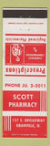Matchbook Cover - Scott Drug Granville OH