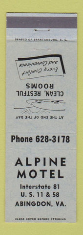 Matchbook Cover - Alpine Motel Abingdon VA
