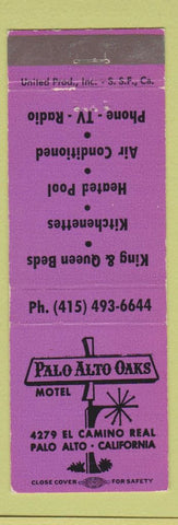 Matchbook Cover - Palo Alto Oaks CA
