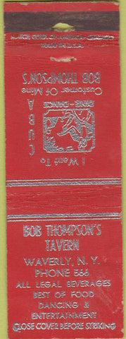 Matchbook Cover - Thompson's Tavern Waverly NY WEAR