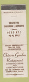 Matchbook Cover - Chinese Garden Restaurant Sunnyvale CA