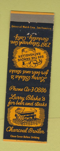 Matchbook Cover - Larry Blake's Charcoal Broiler Berkeley CA