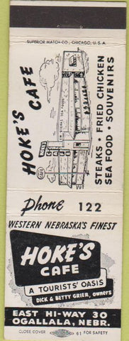 Matchbook Cover - Hoke's Cafe Ogallala NE
