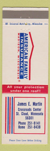 Matchbook Cover - American Family Insurance James Martin St Cloud MN