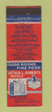 Matchbook Cover - Arthur Roberts Hotel Arthur Rochester MN