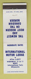 Matchbook Cover - International Motor Lodge International Falls MN