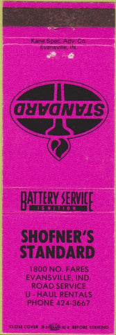 Matchbook Cover - Standard oil gas Evansville IN