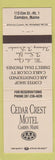 Matchbook Cover - Cedar Crest Motel Camden ME WEAR