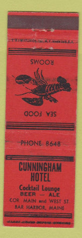 Matchbook Cover - Cunningham Hotel Bar Harbor ME lobster