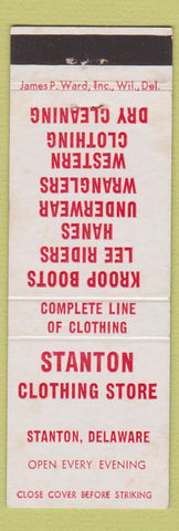 Matchbook Cover - Stanton Clothing DE Lee Wrangler Jeans Kroop Boots