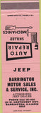 Matchbook Cover - Barrington Motor Sales IL Jeep