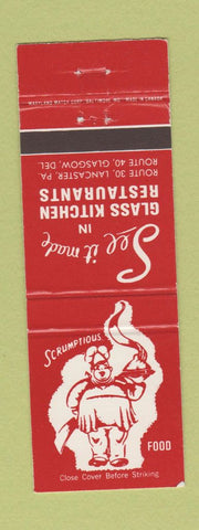 Matchbook Cover - Glass Kitchen Restaurant Lancaster PA Glasgow DE