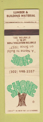 Matchbook Cover - Shone Lumber Stanton DE
