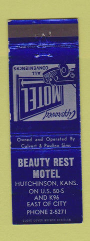 Matchbook Cover - Beauty Rest Motel Hutchinson KS