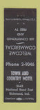 Matchbook Cover - Town and Country Motel Richmond IN