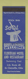 Matchbook Cover - Floridian Motel Restaurant St Clairsville OH