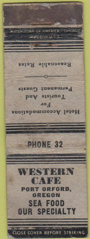 Matchbook Cover - Western Cafe Port Orford OR POOR