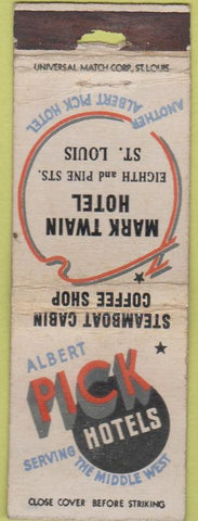 Matchbook Cover - Mark Twain Hotel St Louis MO