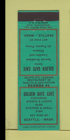 Matchbook Cover - Golden Gate Cafe Seattle WA