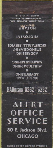 Matchbook Cover - Alert Office Service Chicago IL WEAR
