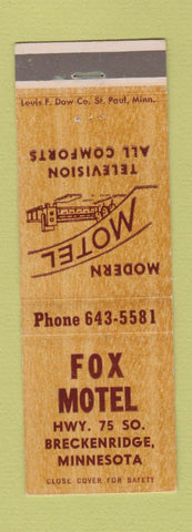 Matchbook Cover - Fox Motel Breckenridge MN