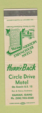 Matchbook Cover - Circle Drive Motel Kamiah ID