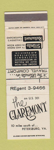Matchbook Cover - The Claremont Petersburg VA WEAR
