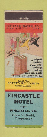 Matchbook Cover - Fincastle Hotel VA Hillbilly