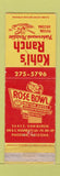 Matchbook Cover - Kohl's Ranch Payson AZ WORN