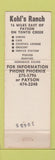 Matchbook Cover - Kohl's Ranch Payson AZ WORN