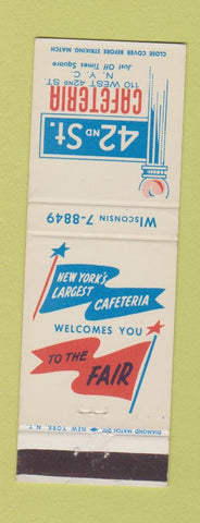 Matchbook Cover - 42 St Cafeteria New York City 1964 World's Fair
