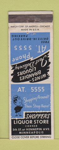 Matchbook Cover - Shoppers Liquor Store Minneapolis MN