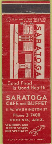 Matchbook Cover - Saratoga Buffet Phoenix AZ