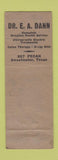 Matchbook Cover - DR E A Dann Chiropractor Sweetwater TX
