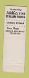 Matchbook Cover - Adolfo's Italian Restaurant Seattle WA