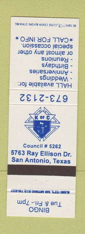 Matchbook Cover - Knights of Columbus San Antonio TX