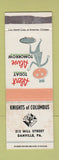 Matchbook Cover - Knights of Columbus Danville PA STAINED
