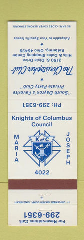 Matchbook Cover - Knights of Columbus Kettering OH