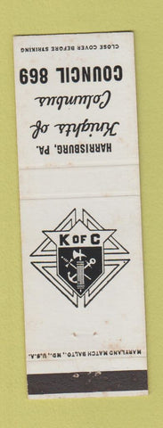 Matchbook Cover - Knights of Columbus Harrisburg PA