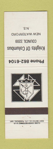 Matchbook Cover - Knights of Columbus New Waterford NS