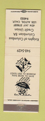 Matchbook Cover - Knights of Columbus Credit Union Los Altos CA