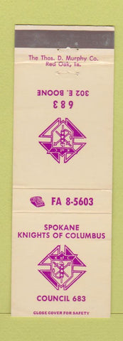 Matchbook Cover - Knights of Columbus Spokane WA