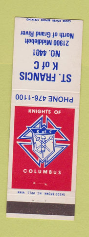 Matchbook Cover - Knights of Columbus St Francis Farmington MI