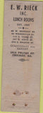 Matchbook Cover - EW Rieck Lunch Chicago IL WORN