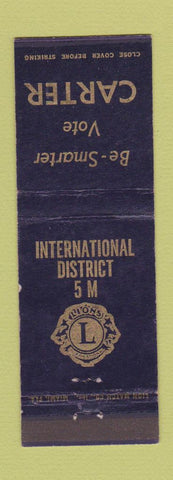 Matchbook Cover - Lions Club Election 5M International District Carter