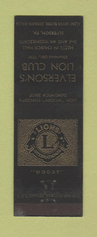 Matchbook Cover - Lions Club Elverson PA BLACK