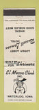 Matchbook Cover - El Mecca Club Shriners Waterloo IA WORN
